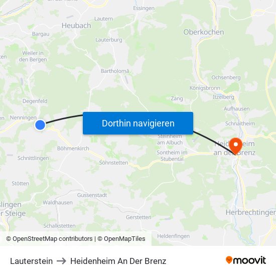 Lauterstein to Heidenheim An Der Brenz map