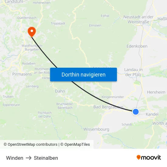 Winden to Steinalben map
