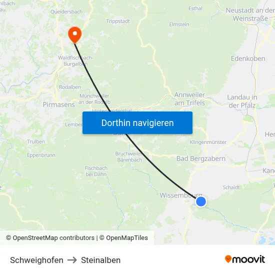 Schweighofen to Steinalben map