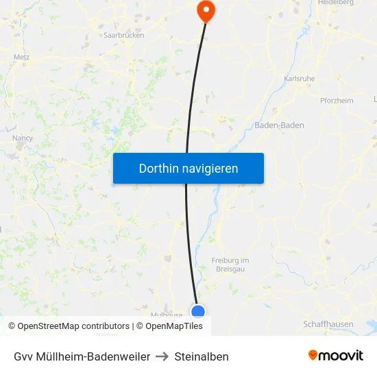 Gvv Müllheim-Badenweiler to Steinalben map