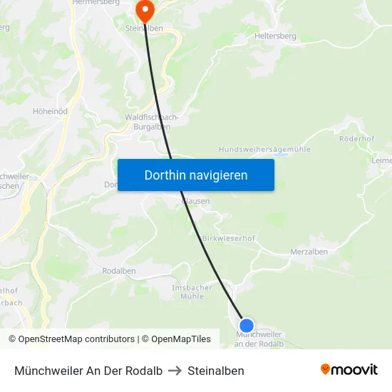 Münchweiler An Der Rodalb to Steinalben map