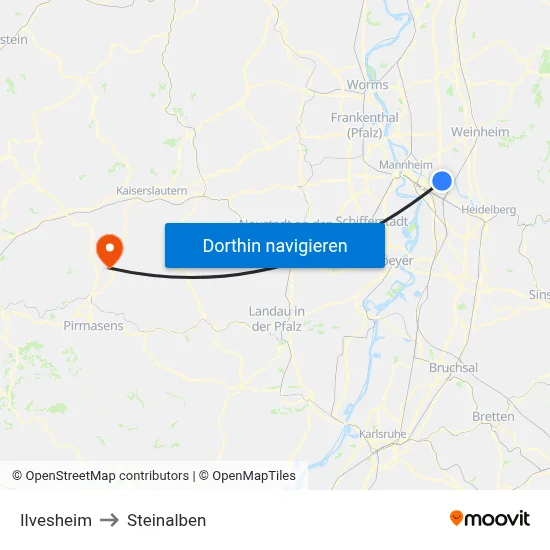 Ilvesheim to Steinalben map