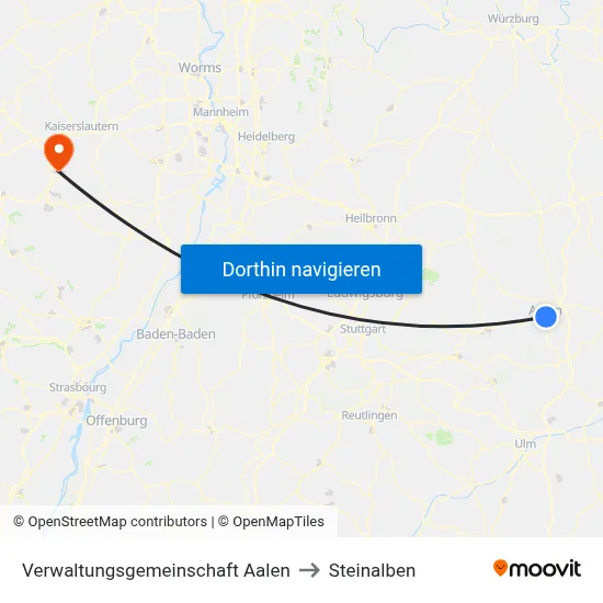 Verwaltungsgemeinschaft Aalen to Steinalben map