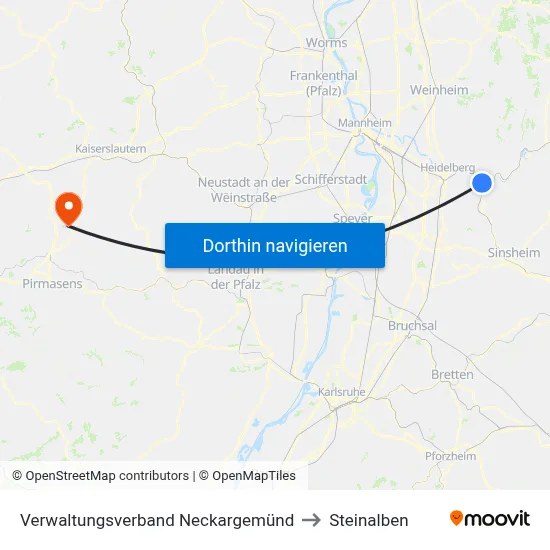 Verwaltungsverband Neckargemünd to Steinalben map