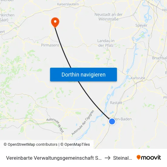 Vereinbarte Verwaltungsgemeinschaft Sinzheim to Steinalben map