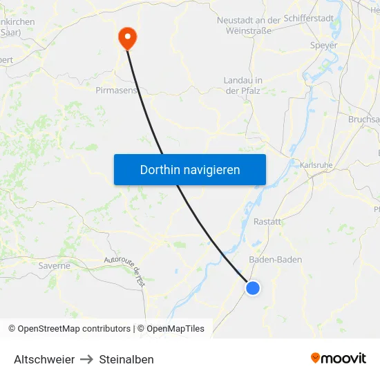 Altschweier to Steinalben map