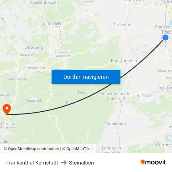 Frankenthal Kernstadt to Steinalben map