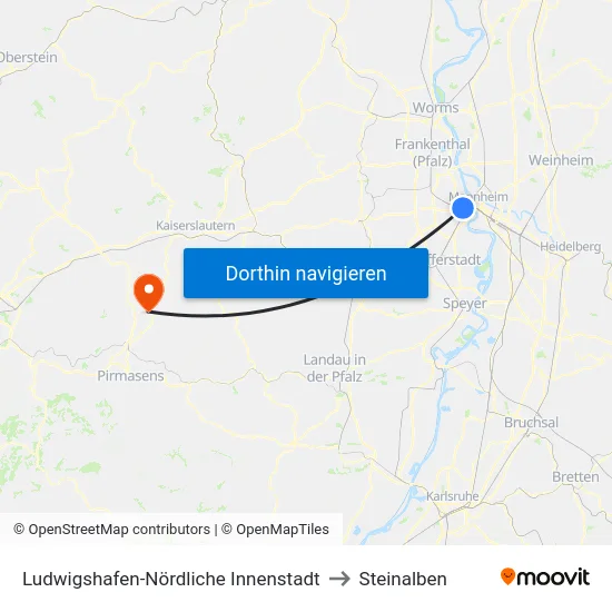 Ludwigshafen-Nördliche Innenstadt to Steinalben map