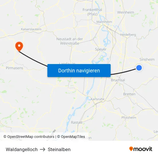 Waldangelloch to Steinalben map