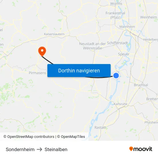 Sondernheim to Steinalben map