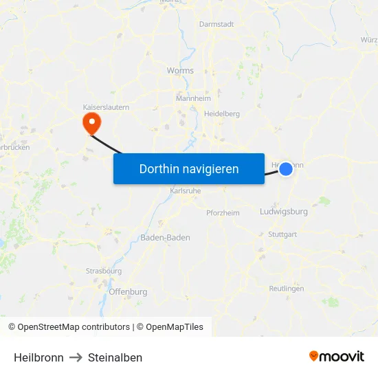 Heilbronn to Steinalben map