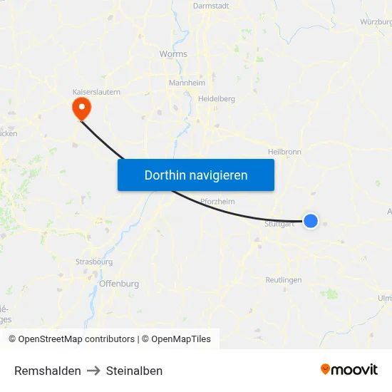 Remshalden to Steinalben map