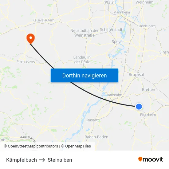 Kämpfelbach to Steinalben map