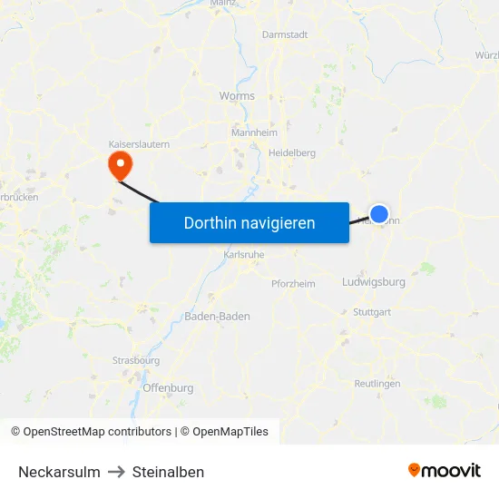 Neckarsulm to Steinalben map