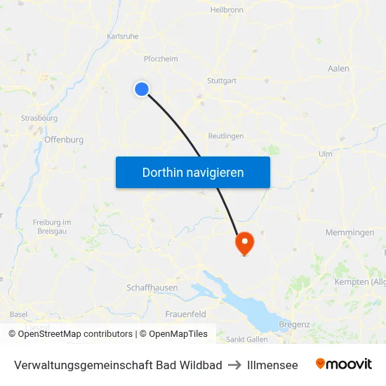 Verwaltungsgemeinschaft Bad Wildbad to Illmensee map