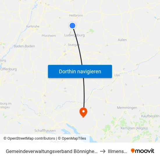Gemeindeverwaltungsverband Bönnigheim to Illmensee map