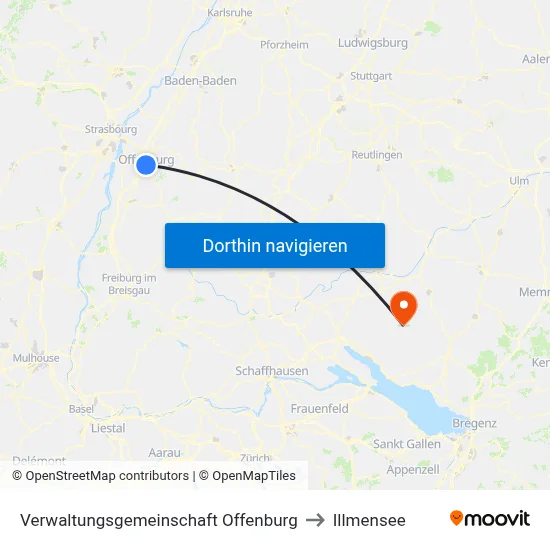 Verwaltungsgemeinschaft Offenburg to Illmensee map
