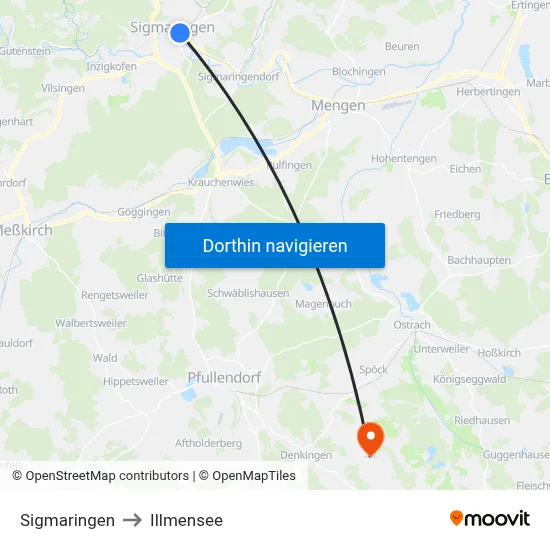 Sigmaringen to Illmensee map