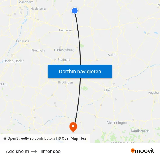 Adelsheim to Illmensee map