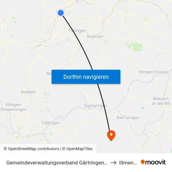 Gemeindeverwaltungsverband Gärtringen/Ehningen to Illmensee map