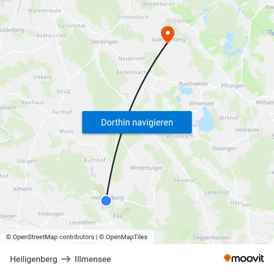 Heiligenberg to Illmensee map