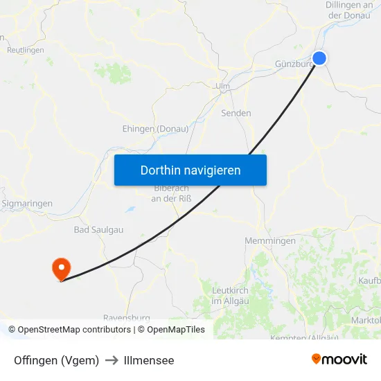 Offingen (Vgem) to Illmensee map