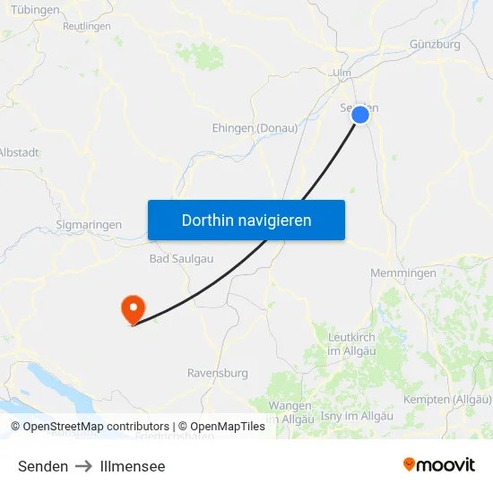 Senden to Illmensee map