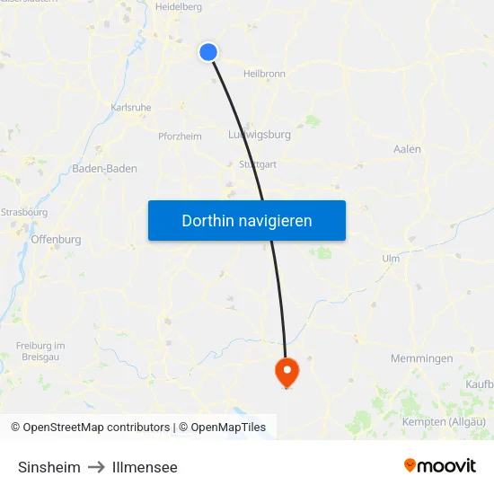 Sinsheim to Illmensee map