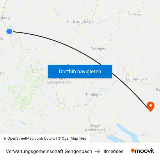 Verwaltungsgemeinschaft Gengenbach to Illmensee map