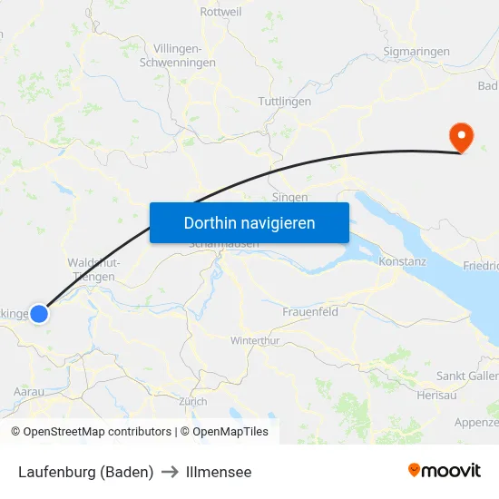 Laufenburg (Baden) to Illmensee map