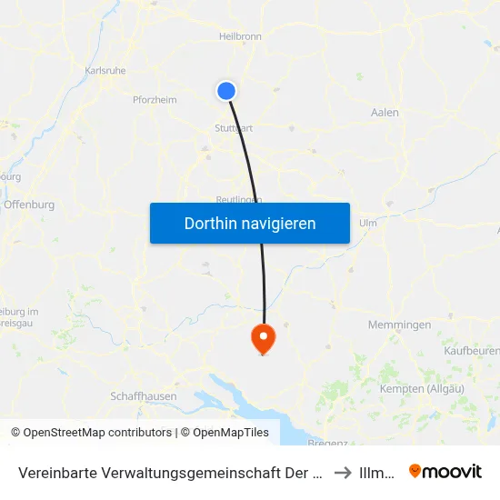 Vereinbarte Verwaltungsgemeinschaft Der Stadt Bietigheim-Bissingen to Illmensee map