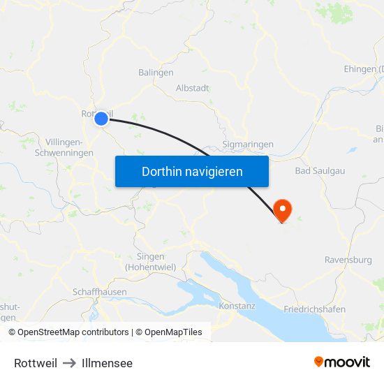 Rottweil to Illmensee map