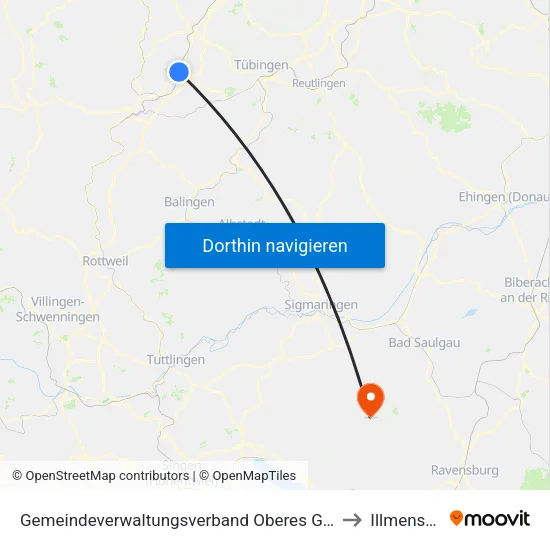 Gemeindeverwaltungsverband Oberes Gäu to Illmensee map