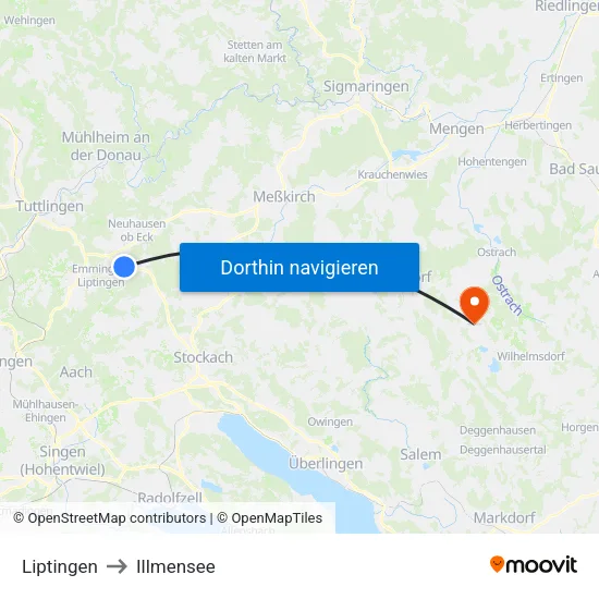 Liptingen to Illmensee map