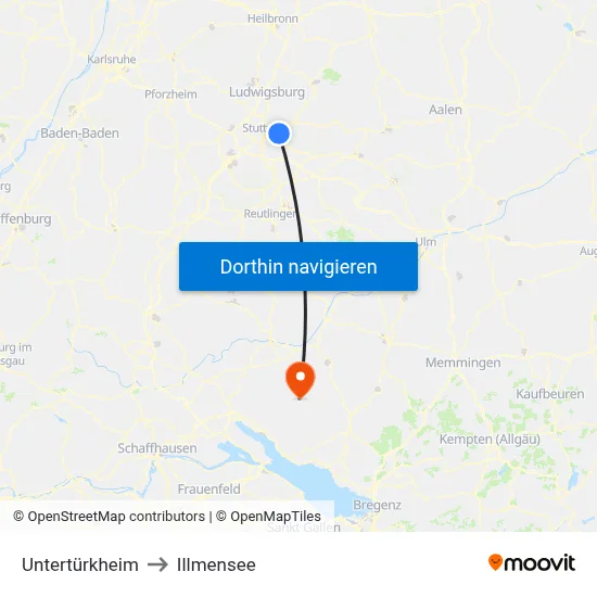 Untertürkheim to Illmensee map