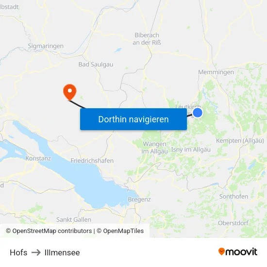 Hofs to Illmensee map