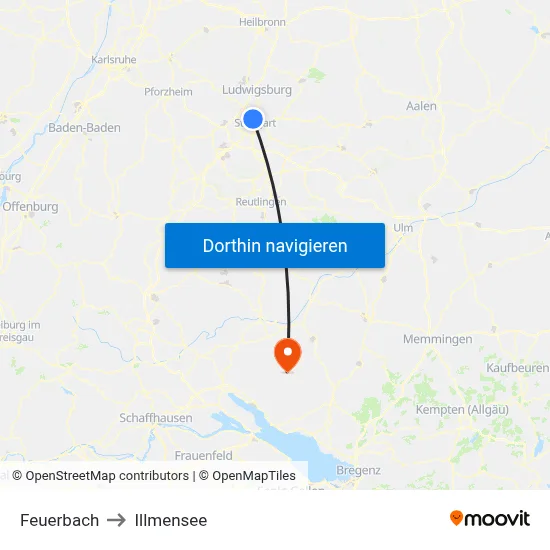 Feuerbach to Illmensee map