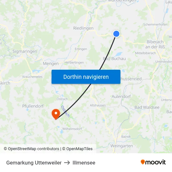 Gemarkung Uttenweiler to Illmensee map