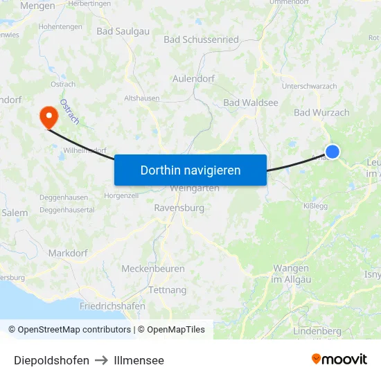 Diepoldshofen to Illmensee map