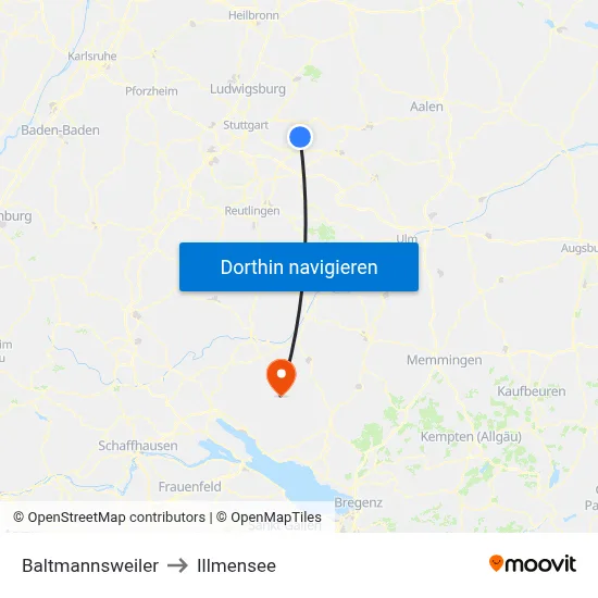 Baltmannsweiler to Illmensee map