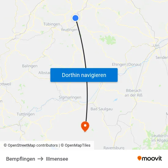 Bempflingen to Illmensee map