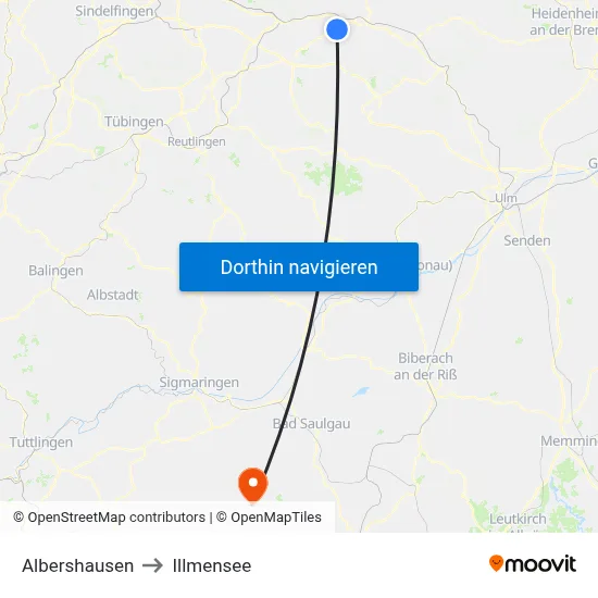 Albershausen to Illmensee map