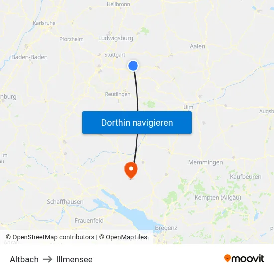 Altbach to Illmensee map