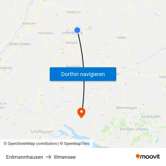 Erdmannhausen to Illmensee map