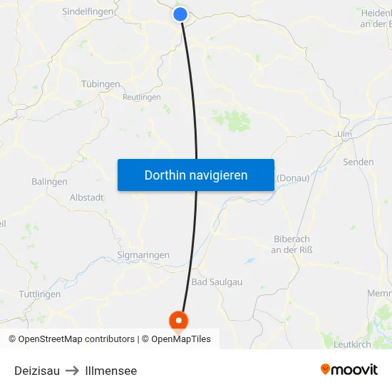 Deizisau to Illmensee map