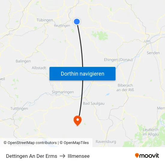 Dettingen An Der Erms to Illmensee map