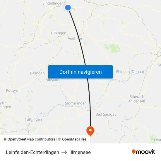 Leinfelden-Echterdingen to Illmensee map
