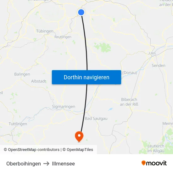 Oberboihingen to Illmensee map