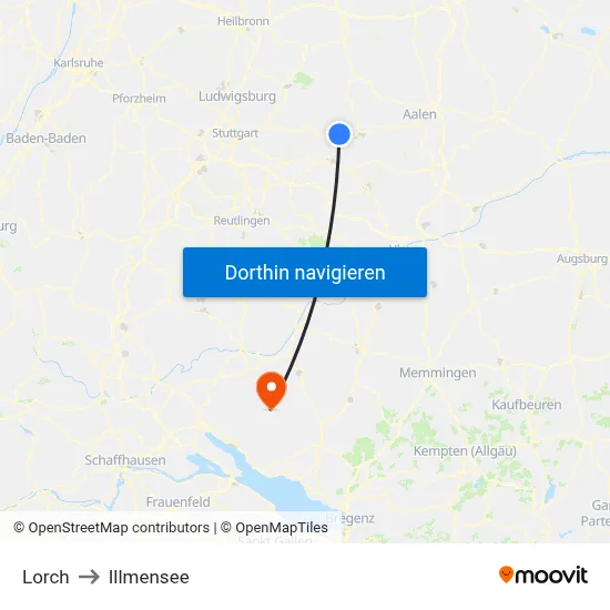 Lorch to Illmensee map