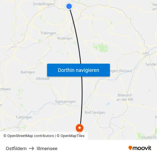 Ostfildern to Illmensee map